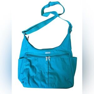 Baggallini Teal Green Nylon Shoulder Bag Multi Pocket Lightweight Travel